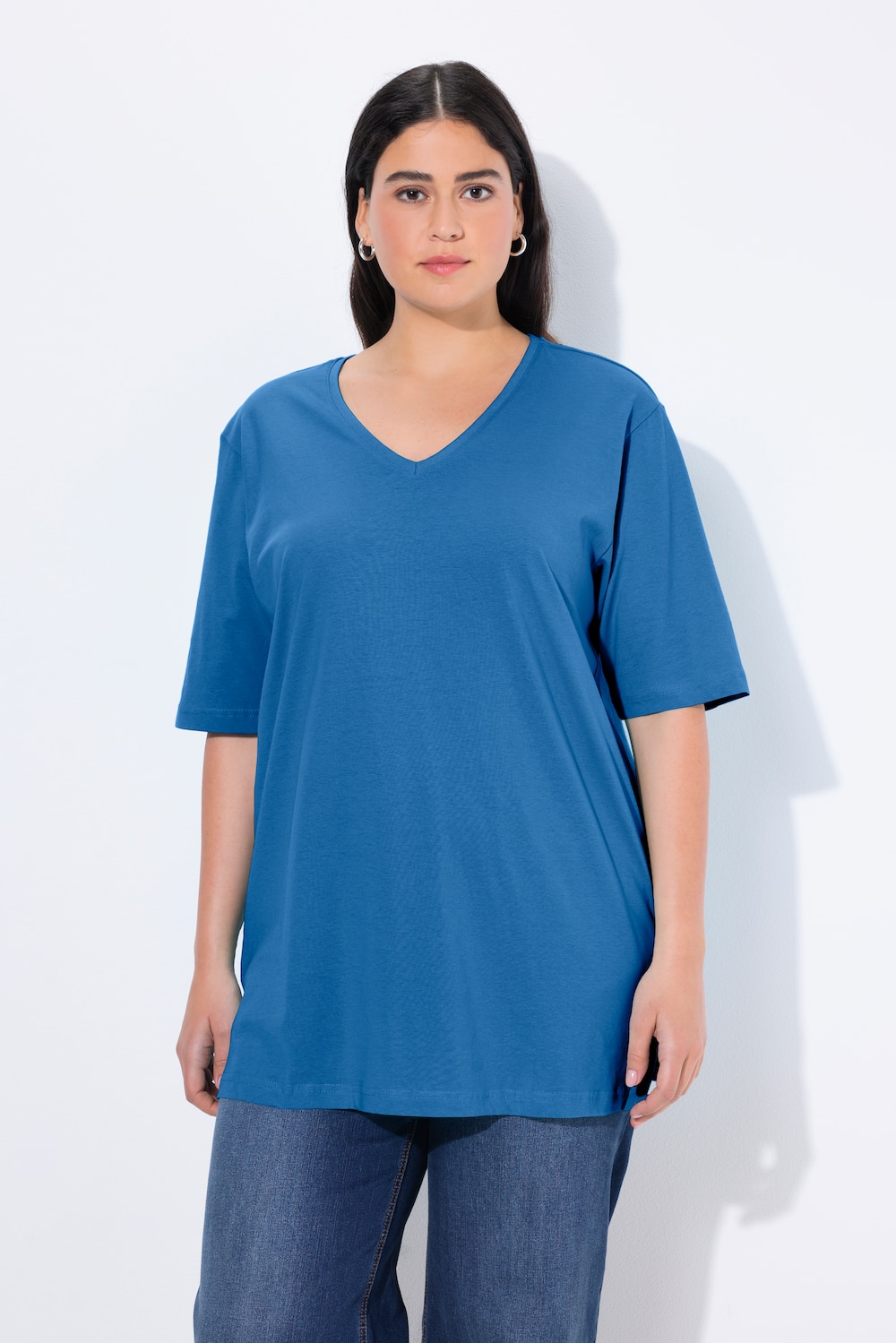 Große Größen T-Shirt, Damen, blau, Größe: 46/48, Baumwolle/Viskose, Ulla Popken