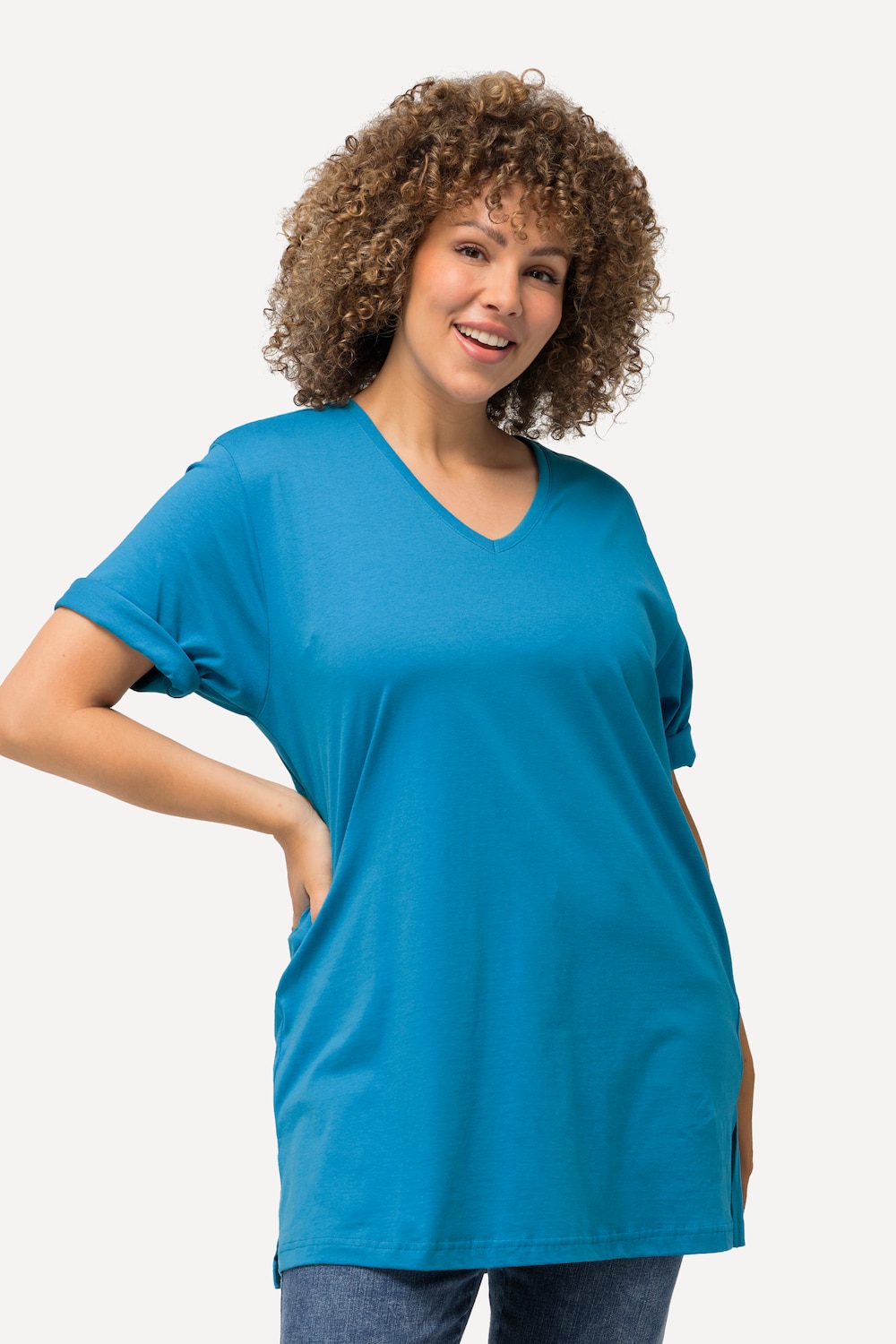 Grote Maten T-shirt, Dames, turquoise, Maat: 62/64, Ulla Popken