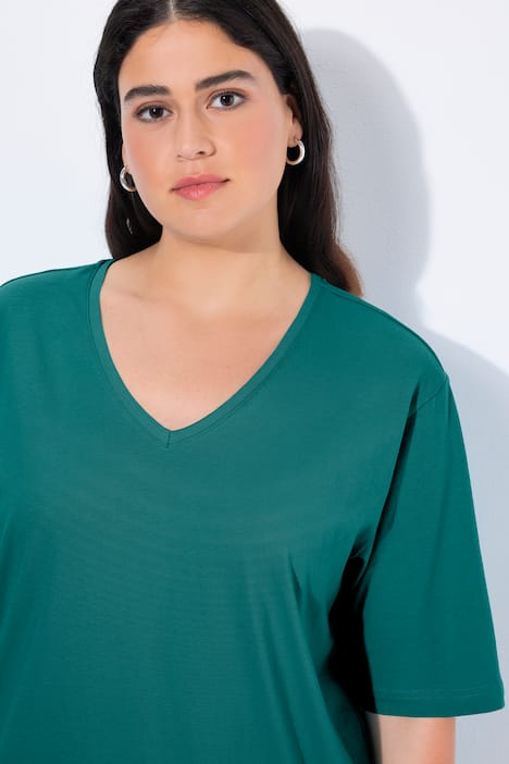 T-shirt, V-hals, relaxed, korte mouw