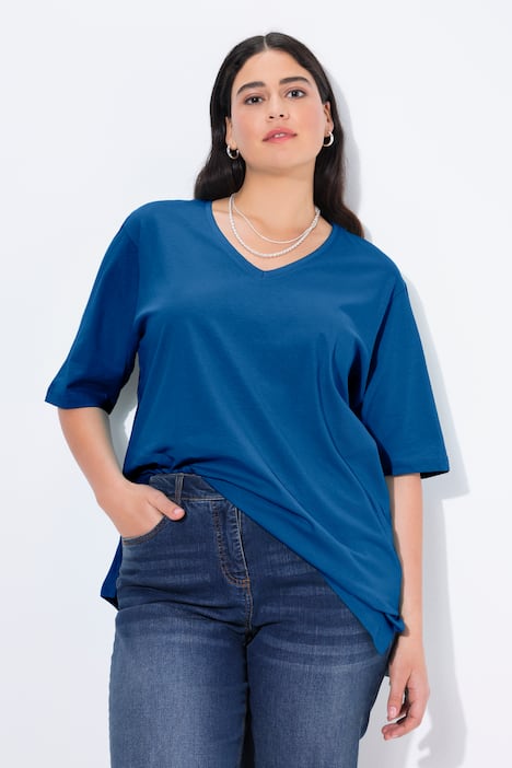 T-shirt, V-hals, relaxed, korte mouw
