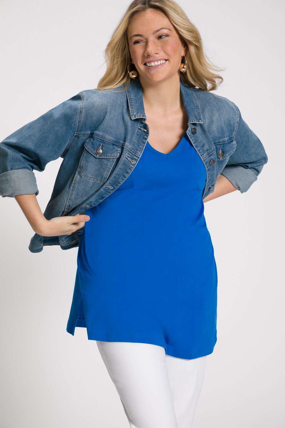 Grote Maten T-shirt, Dames, blauw, Maat: 50/52, Ulla Popken Grote Maten T-shirt, Dames, blauw, Maat: 50/52, Ulla Popken