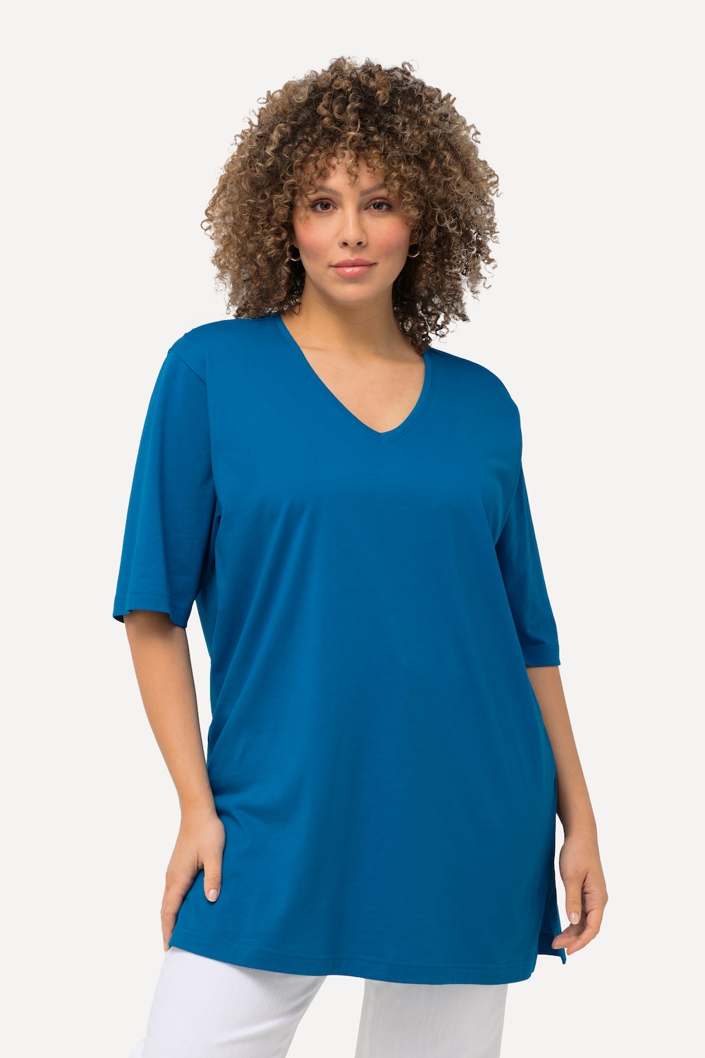 Große Größen T-Shirt, Damen, türkis, Größe: 42/44, Baumwolle, Ulla Popken