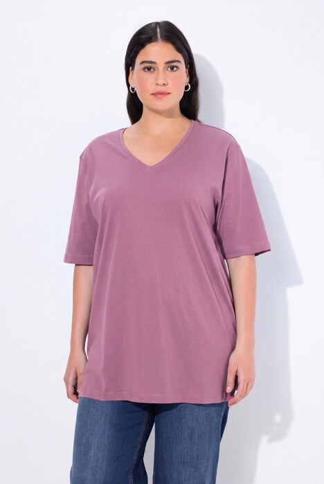 T-shirt, V-hals, relaxed, korte mouw