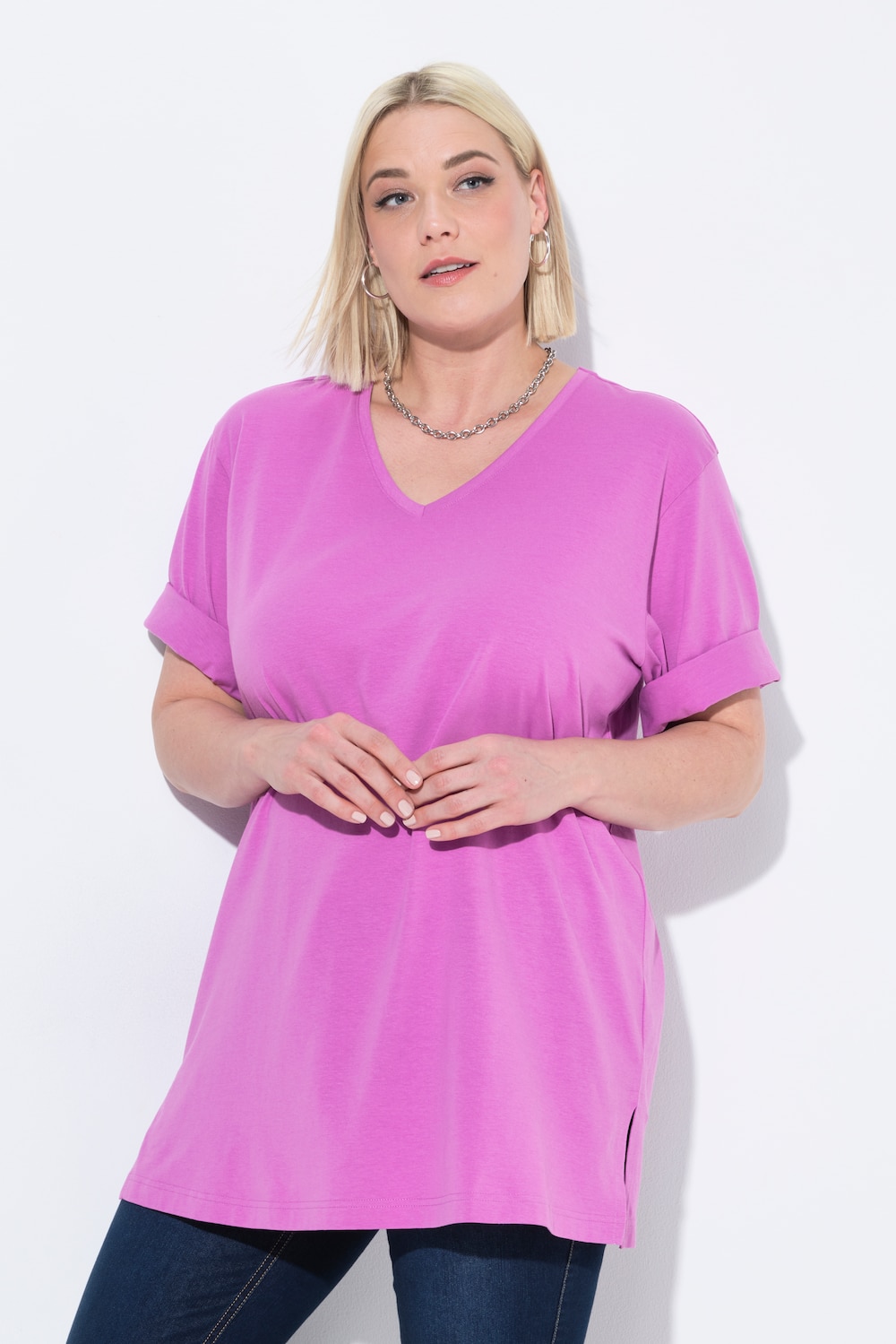 Große Größen T-Shirt, Damen, rosa, Größe: 54/56, Baumwolle/Viskose, Ulla Popken