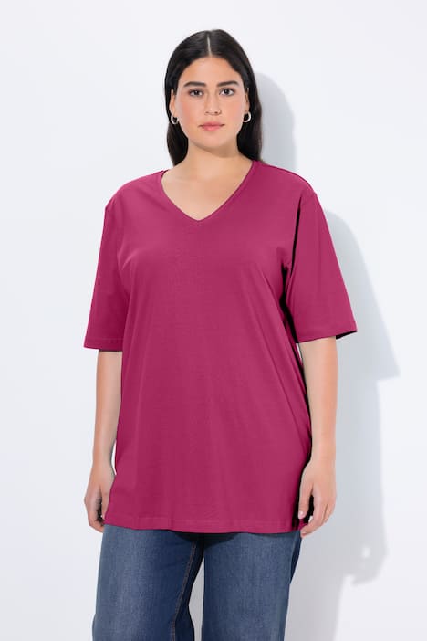 T-shirt, V-hals, relaxed, korte mouw