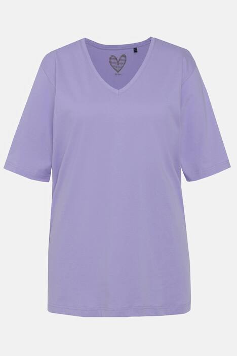 T-shirt, dekolt w serek, luźny krój, rękaw 1/2