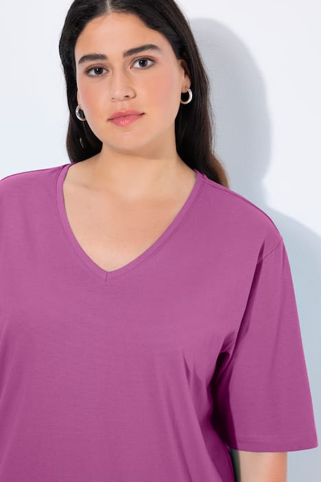 T-shirt, V-hals, relaxed, korte mouw