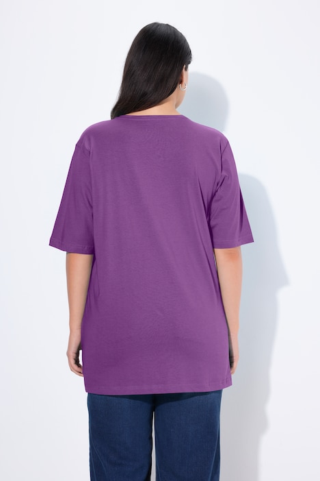 Ulla Popken Maglietta Donna Manica Lunga Scollo A V – Relaxed Fit In Puro Cotone – Verde Menta, Taglia 56/58
