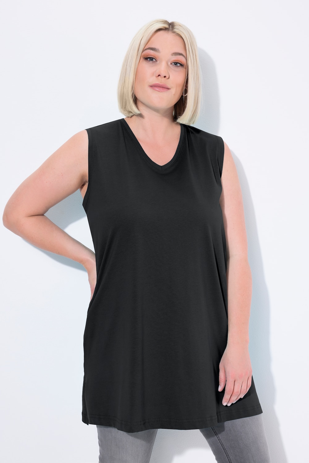 Große Größen Top, Damen, schwarz, Größe: 42/44, Baumwolle, Ulla Popken