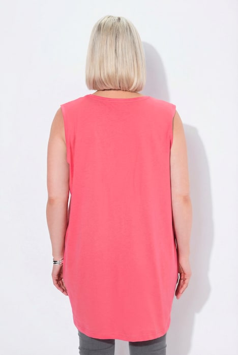 Top smanicato di cotone dalle linee morbide con scollo a V