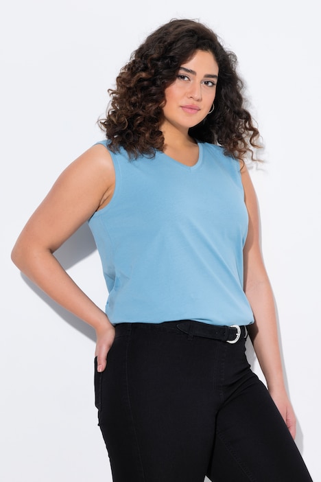 Basic V-Neck Relaxed Fit Cotton Knit Tank