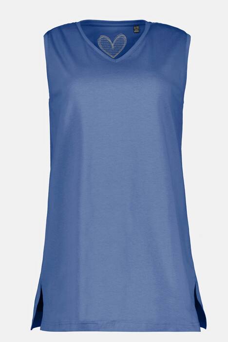 Topp, v-ringning, ledig passform, ärmlös, bomull