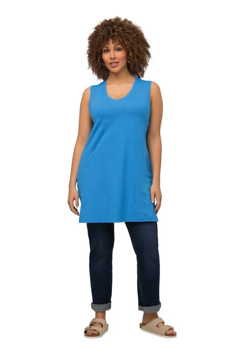 Top, výstřih do V, střih Relax, bez rukávů, bavlna