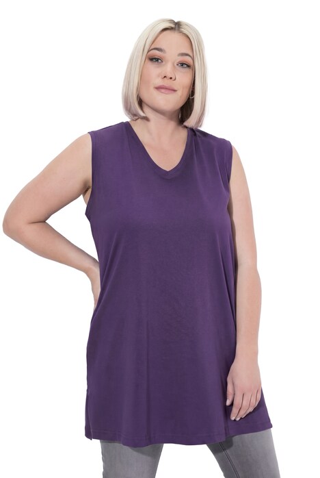 Top, výstřih do V, střih Relax, bez rukávů, bavlna