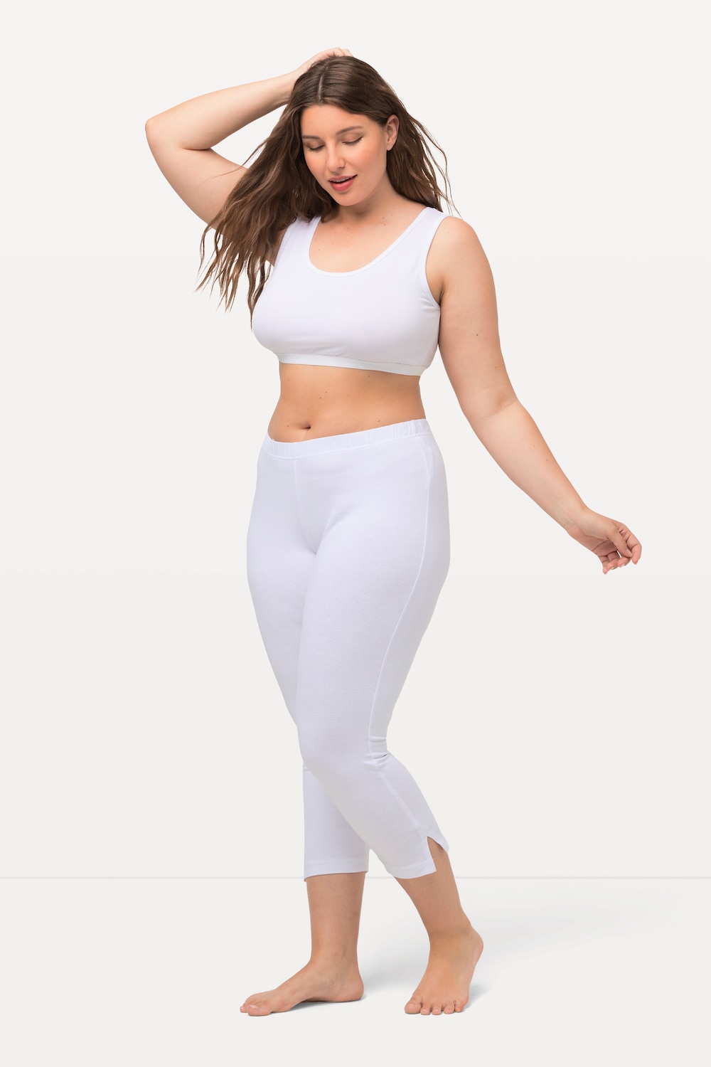 grandes tailles pantalon corsaire longueur 7/8, femmes, blanc, taille: 56/58, coton, ulla popken