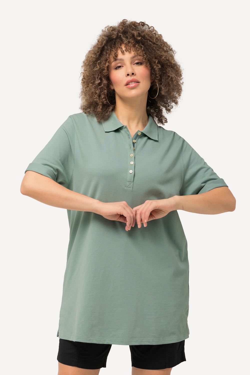 Grote Maten Poloshirt, Dames, turquoise, Maat: 54/56, Katoen, Ulla Popken