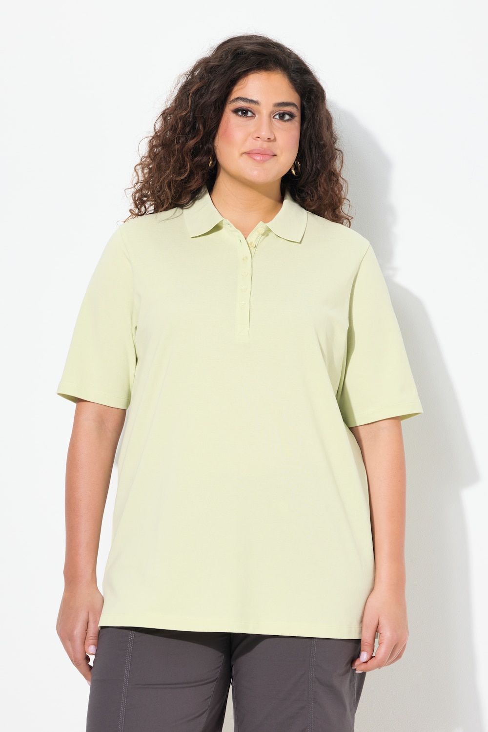 Große Größen Poloshirt, Damen, beige, Größe: 46/48, Baumwolle, Ulla Popken