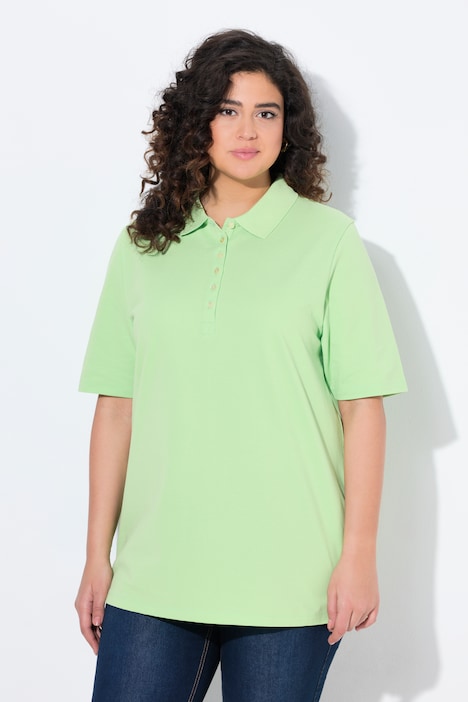 Maglia polo in piqué con abbottonatura con nastro di velluto e mezze maniche