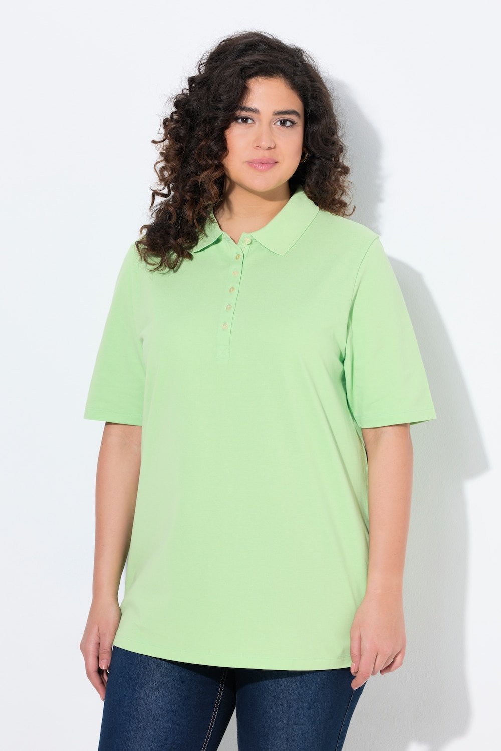 Große Größen Poloshirt, Damen, grün, Größe: 42/44, Baumwolle, Ulla Popken