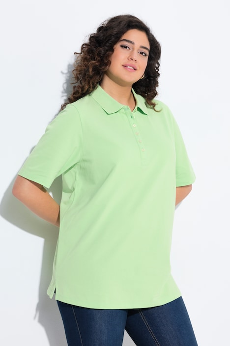 Maglia polo in piqué con abbottonatura con nastro di velluto e mezze maniche