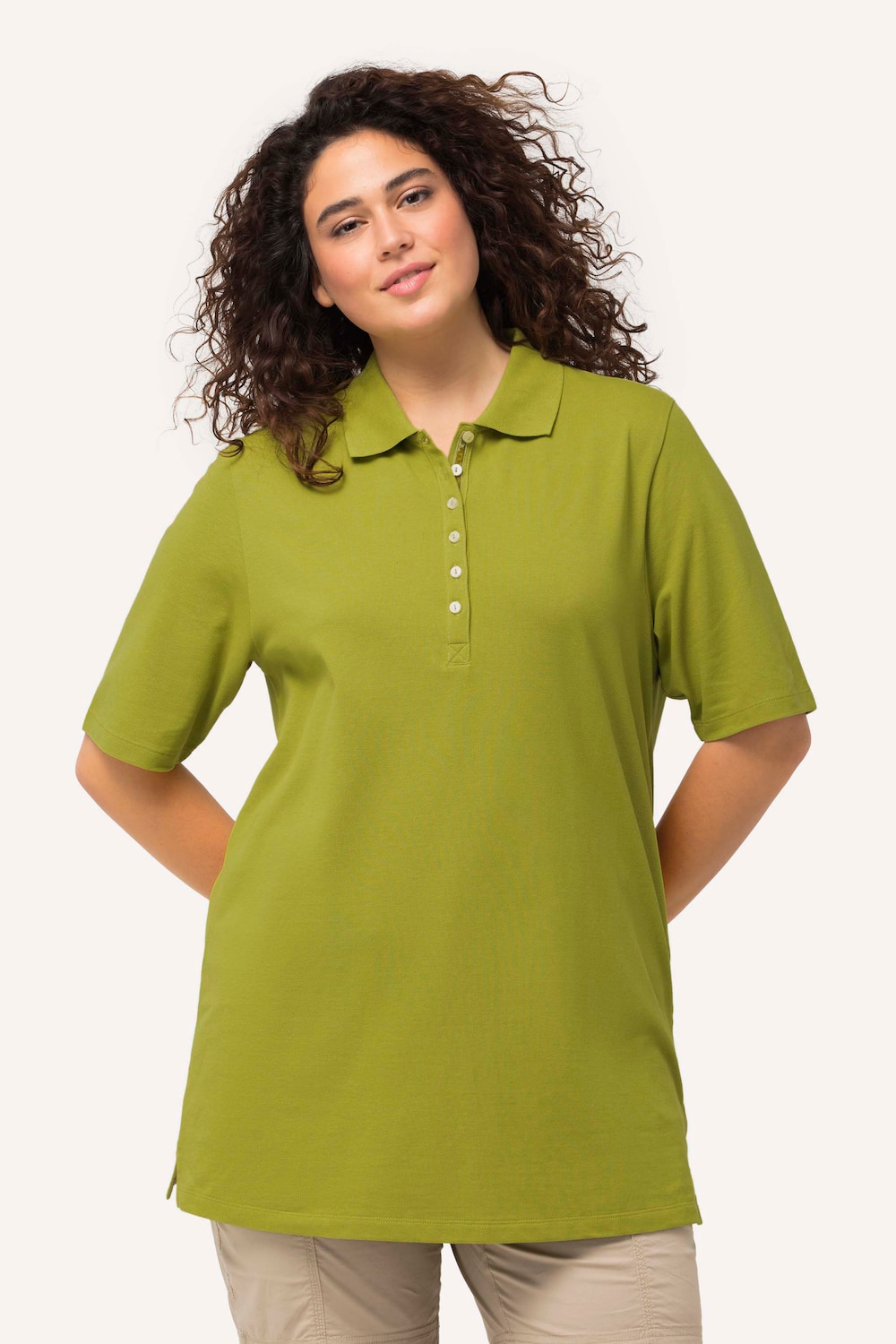 Grote Maten Poloshirt, Dames, groen, Maat: 50/52, Katoen, Ulla Popken