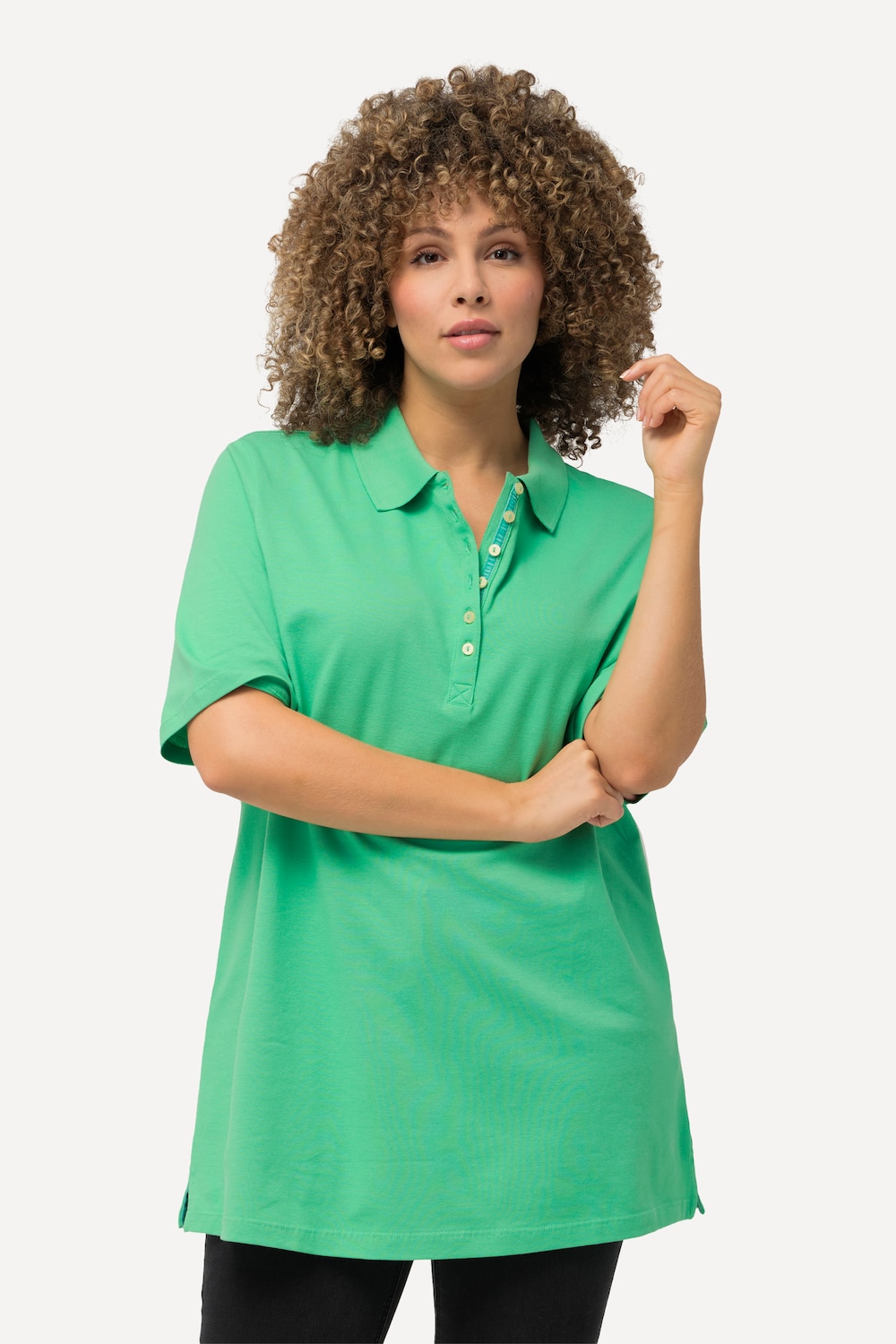 Grote Maten Poloshirt, Dames, turquoise, Maat: 50/52, Katoen, Ulla Popken