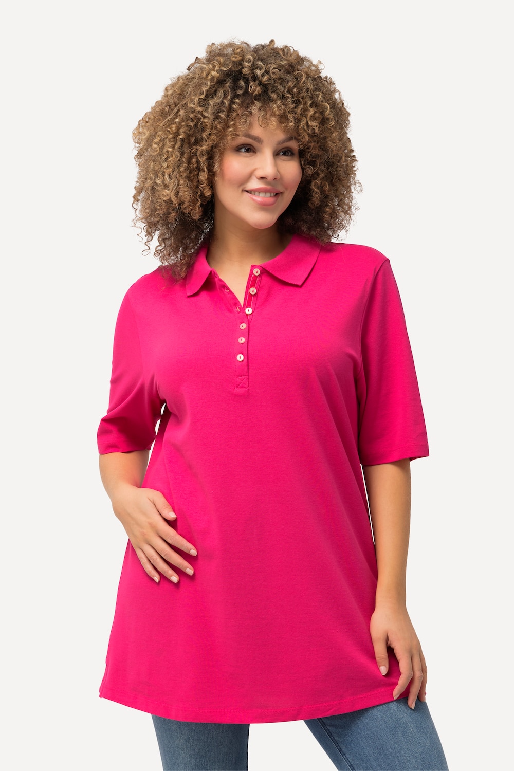 Große Größen Poloshirt, Damen, rosa, Größe: 62/64, Baumwolle, Ulla Popken