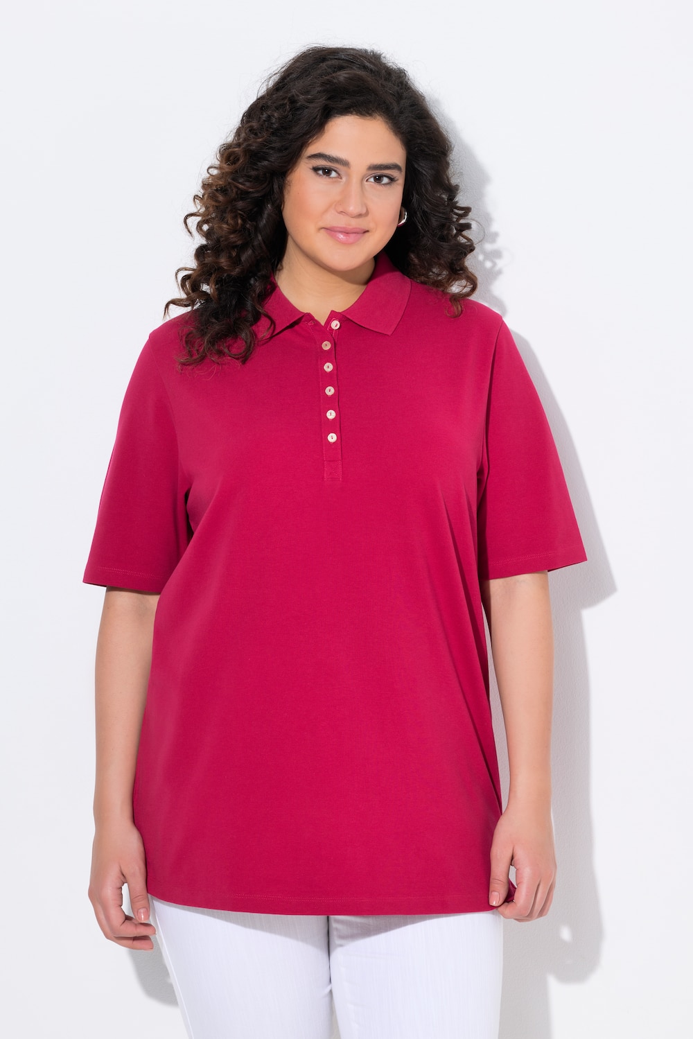 Große Größen Poloshirt, Damen, rot, Größe: 46/48, Baumwolle, Ulla Popken