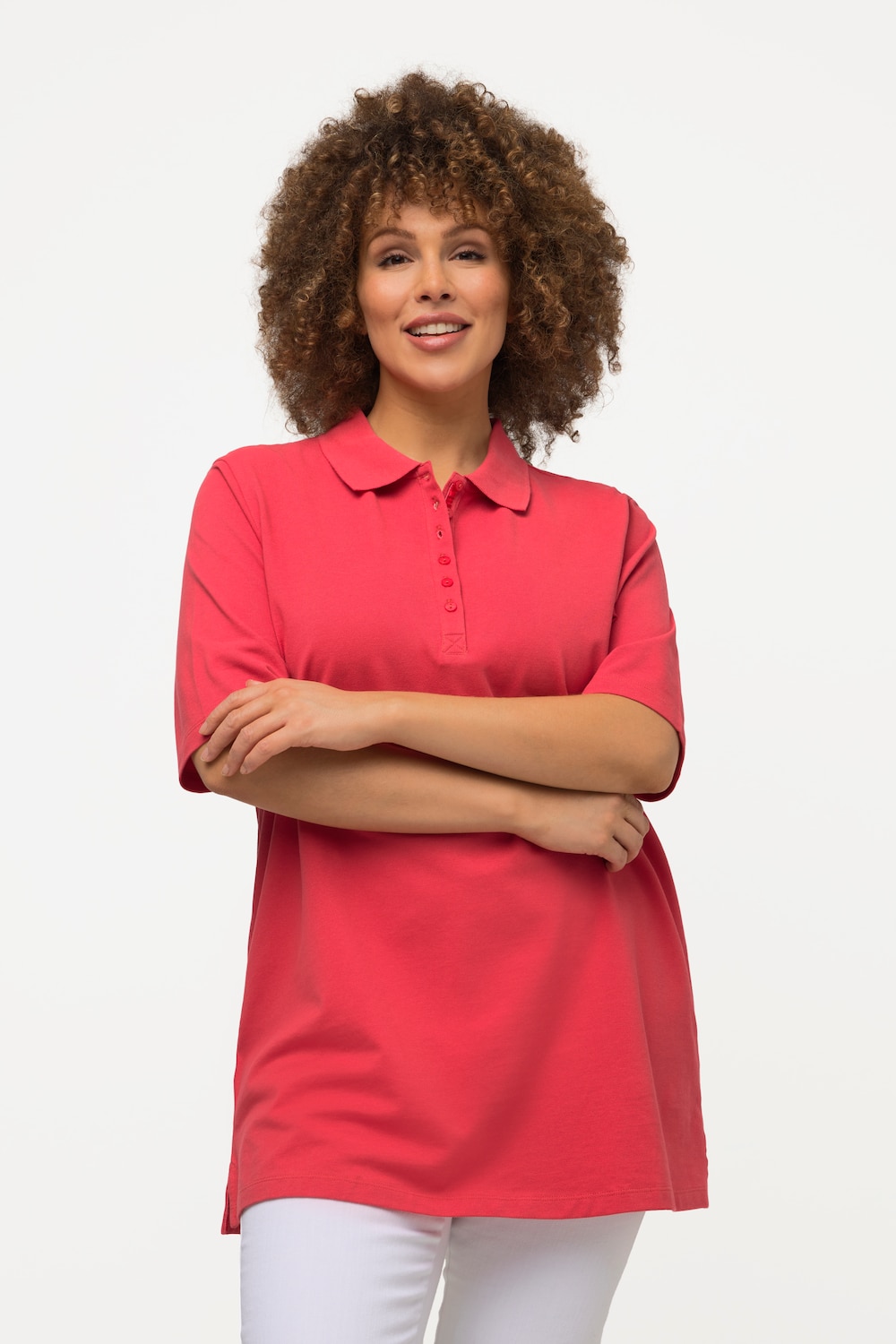 Grote Maten poloshirt, Dames, rood, Maat: 54/56, Katoen, Ulla Popken