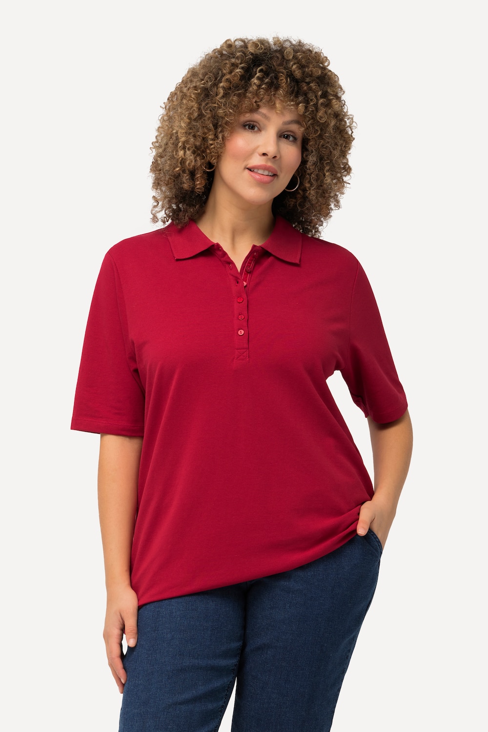 Große Größen Poloshirt, Damen, rot, Größe: 62/64, Baumwolle, Ulla Popken