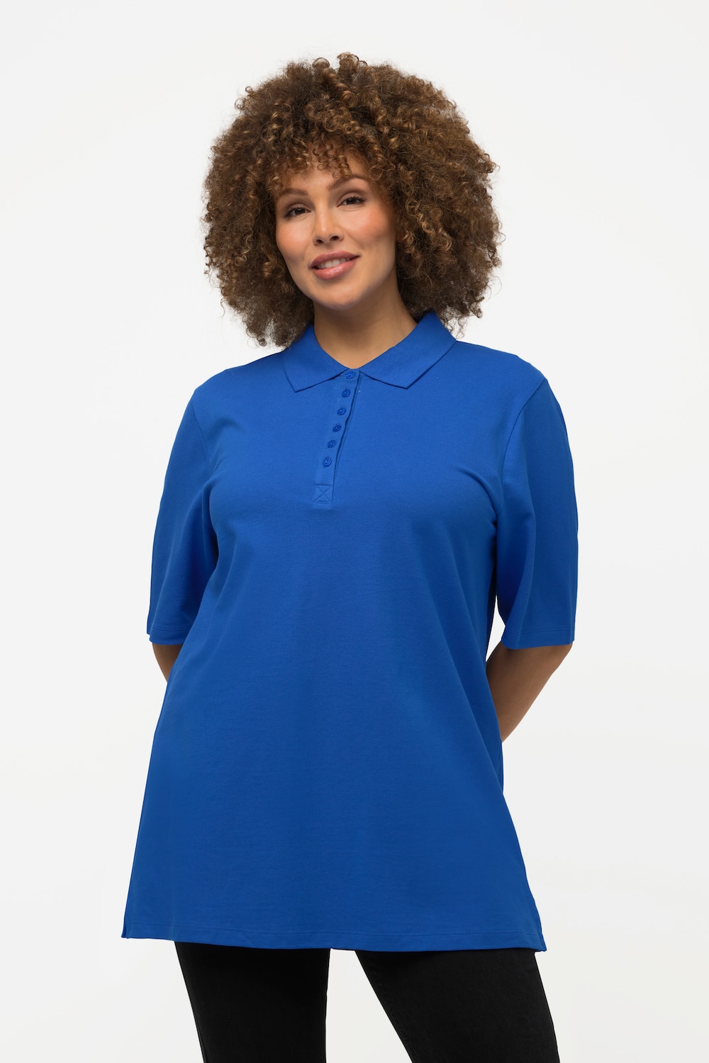 Grote Maten poloshirt, Dames, blauw, Maat: 62/64, Katoen, Ulla Popken