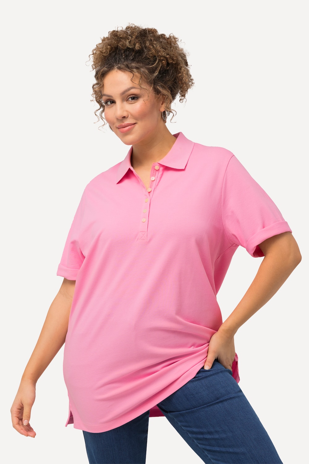 Große Größen Poloshirt, Damen, rosa, Größe: 50/52, Baumwolle, Ulla Popken