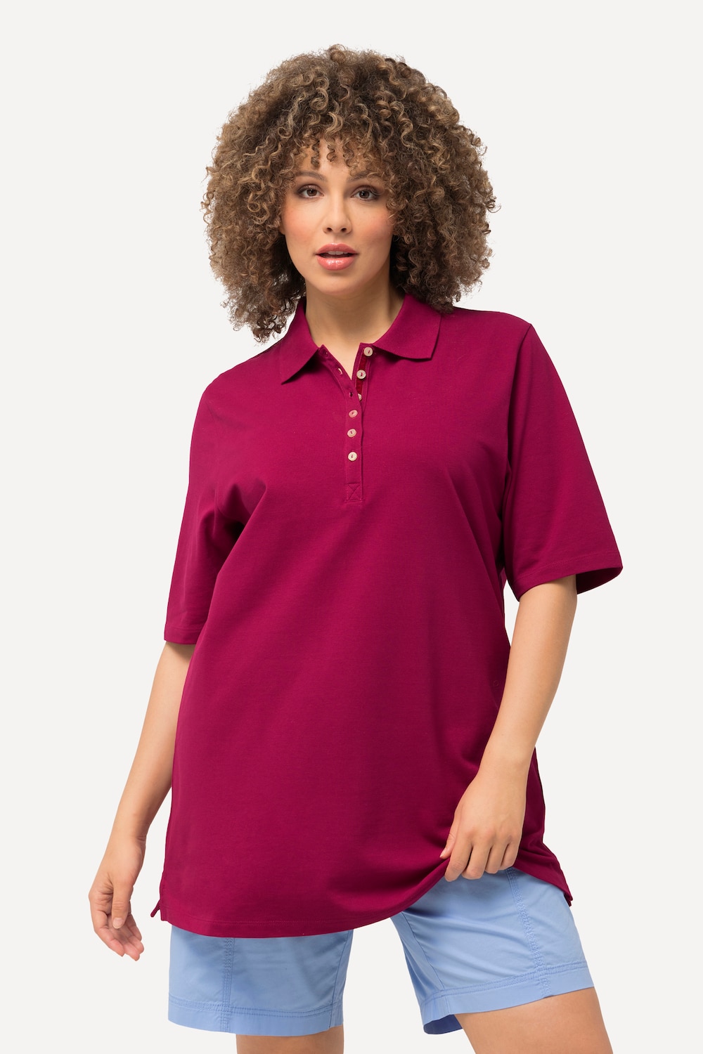 Große Größen Poloshirt, Damen, rosa, Größe: 66/68, Baumwolle, Ulla Popken