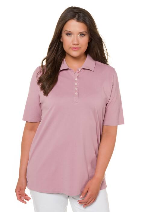 ULLA POPKEN Poloshirt Samtband-Knopfleiste Regular dunkelrot NEU