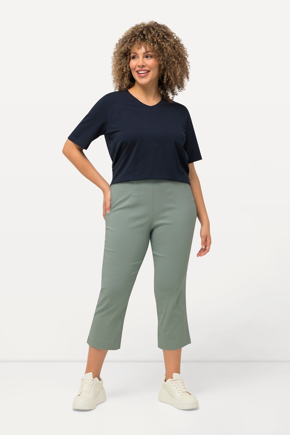 Grote Maten Bengaline broek, Dames, turquoise, Maat: 48, Viscose/Synthetische vezels, Ulla Popken