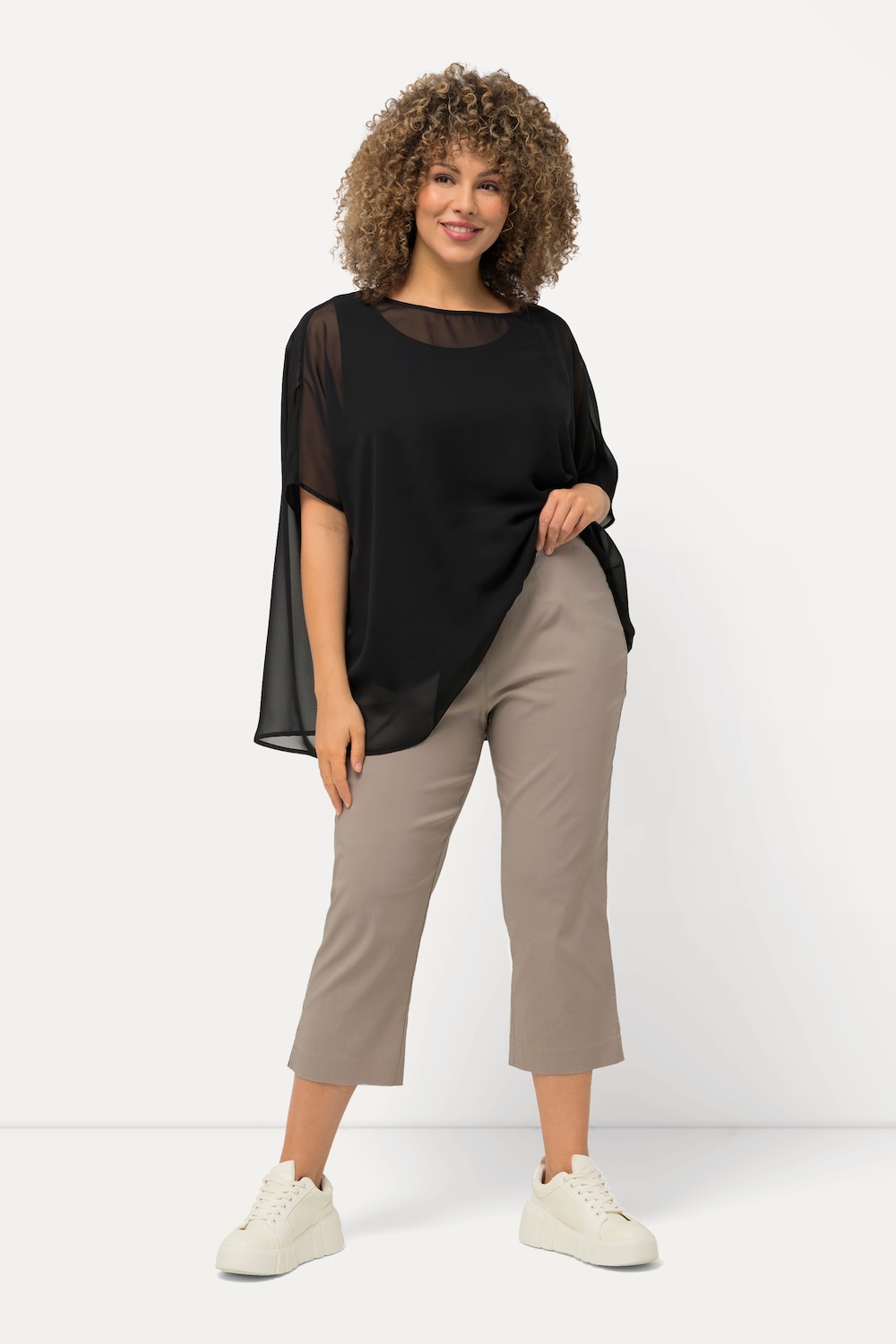 Große Größen Bengalinhose, Damen, beige, Größe: 42, Viskose/Synthetische Fasern, Ulla Popken