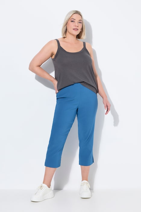 Pantalon en bengaline stretch, longueur 3/4 et taille élastique