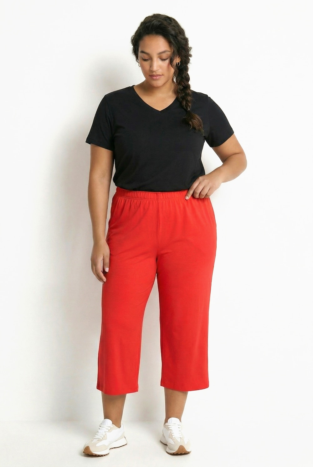 7/8-joggingbroek, rechte pijp, elastische tailleband
