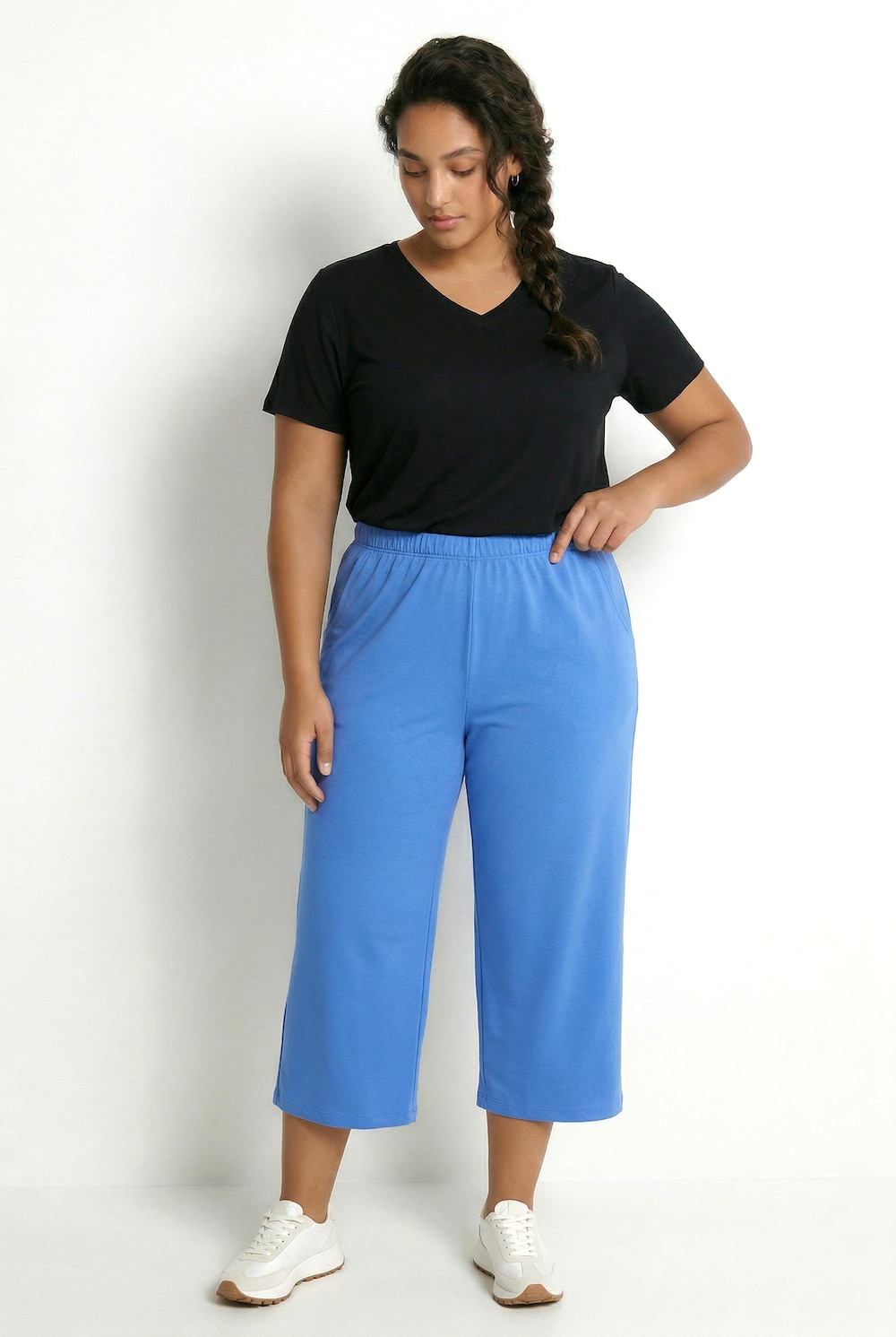 7/8-joggingbroek, rechte pijp, elastische tailleband