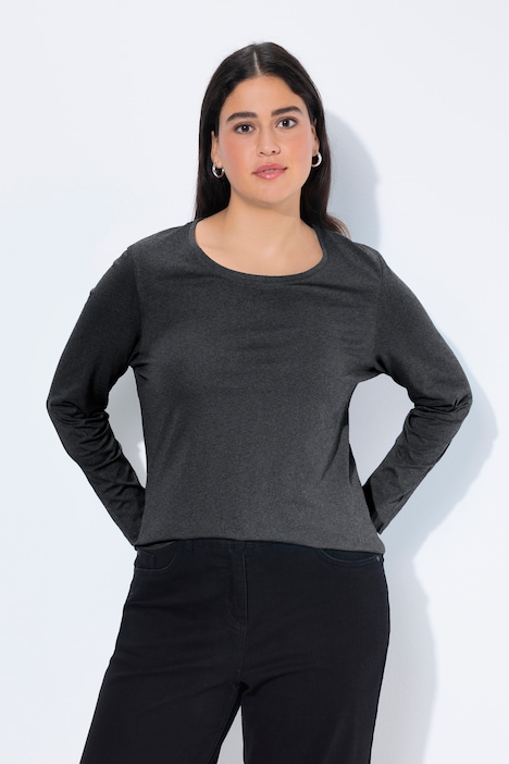 Basic Round Neck Long Sleeve Slim Fit Cotton Tee