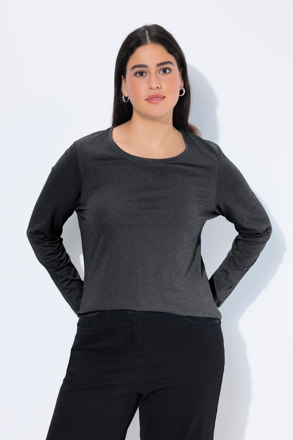 Große Größen Shirt, Damen, schwarz, Größe: 46/48, Baumwolle/Polyester, Ulla Popken