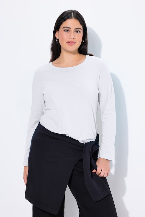 Basic Round Neck Long Sleeve Slim Fit Cotton Tee