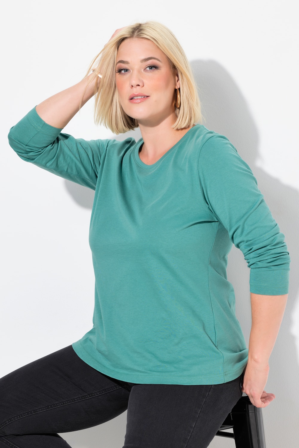 Große Größen Shirt, Damen, türkis, Größe: 50/52, Baumwolle/Polyester/Viskose, Ulla Popken