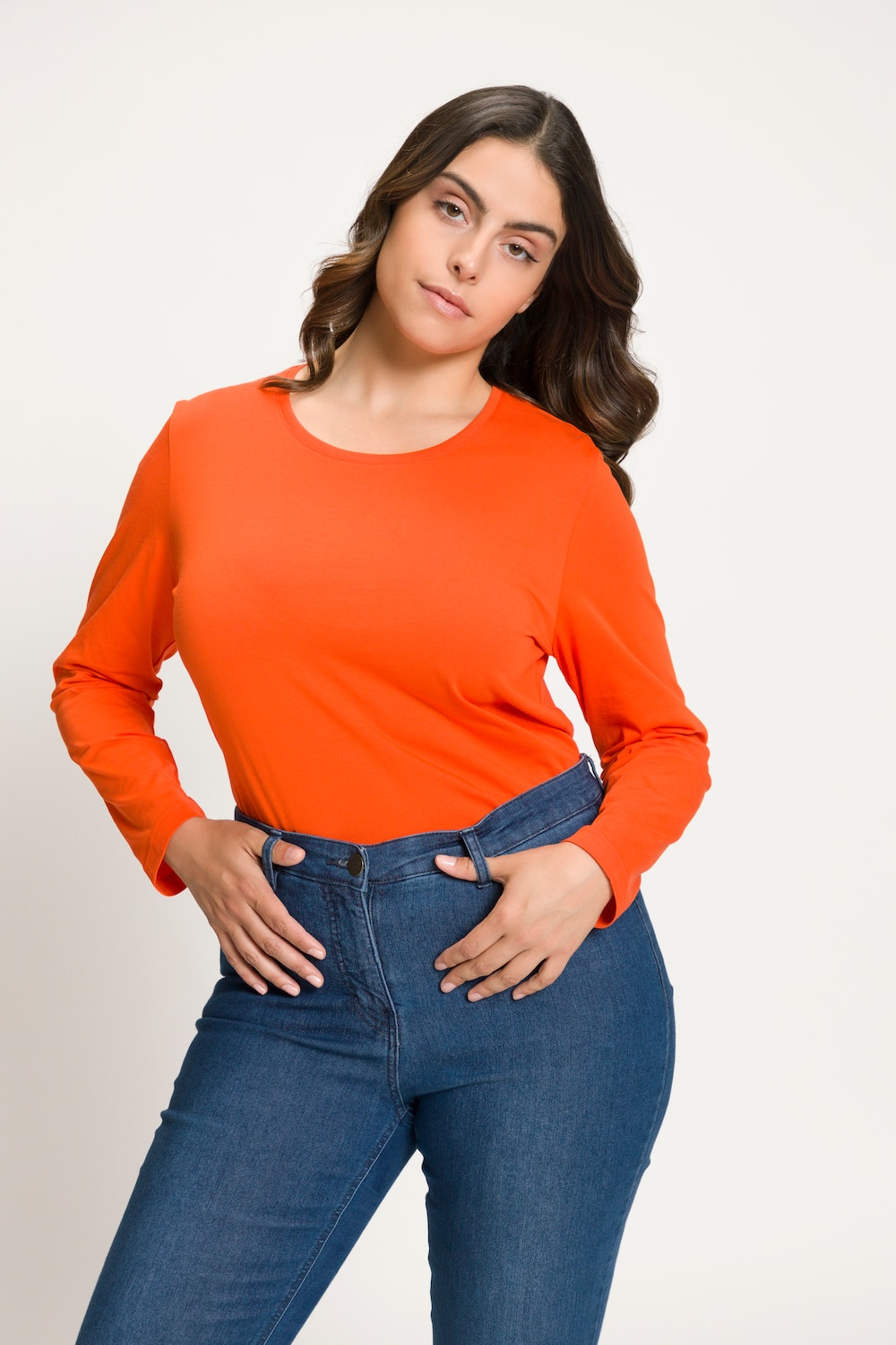 Grote Maten shirt, Dames, oranje, Maat: 50/52, Ulla Popken