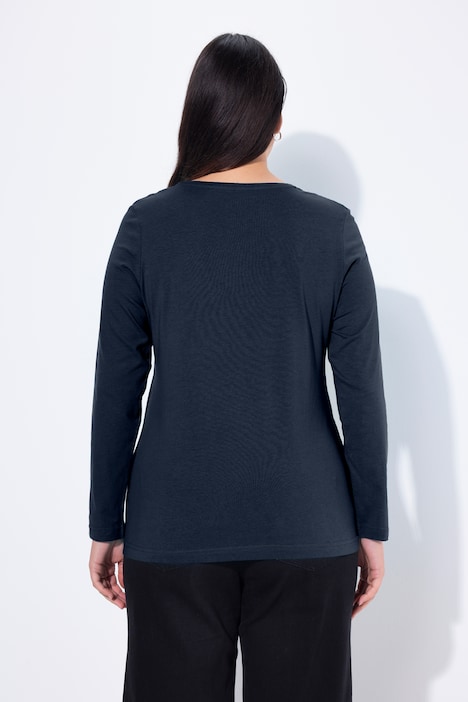 Basic Round Neck Long Sleeve Slim Fit Cotton Tee