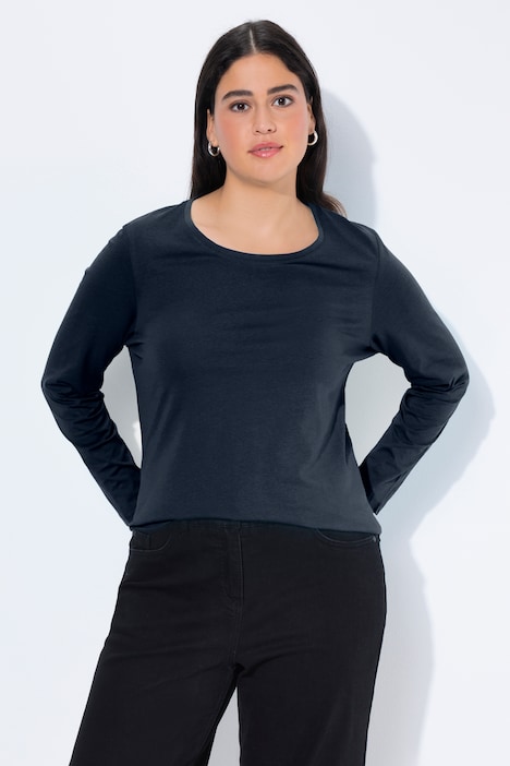 Basic Round Neck Long Sleeve Slim Fit Cotton Tee