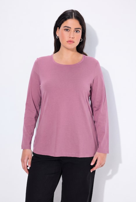 Basic Round Neck Long Sleeve Slim Fit Cotton Tee