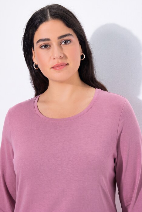 Basic Round Neck Long Sleeve Slim Fit Cotton Tee