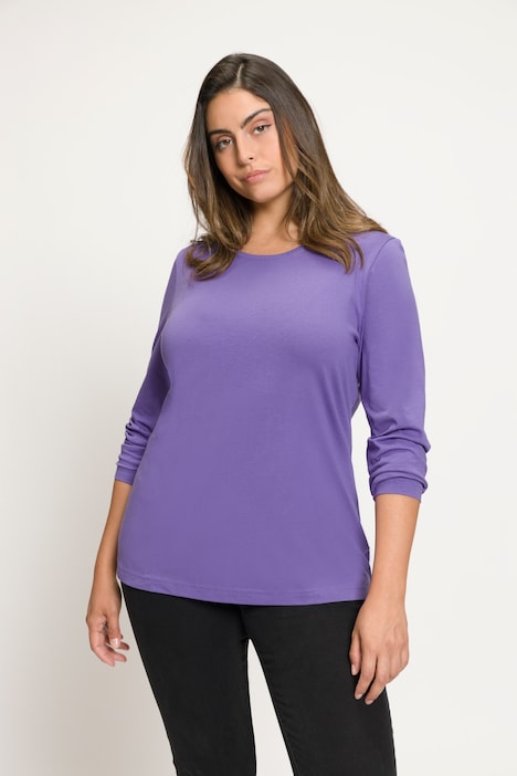 Basic Round Neck Long Sleeve Slim Fit Cotton Tee | T-Shirts | Knit Tops ...