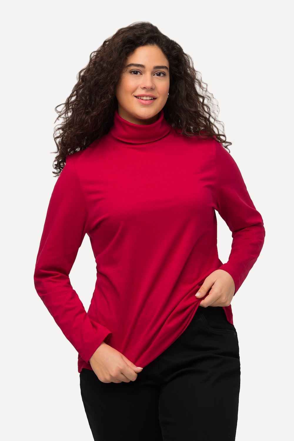 Grote Maten Shirt, Dames, rood, Maat: 54/56, Katoen, Ulla Popken